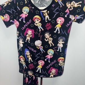 Kids Pajamas - Black with Colorful Cartoon Characters